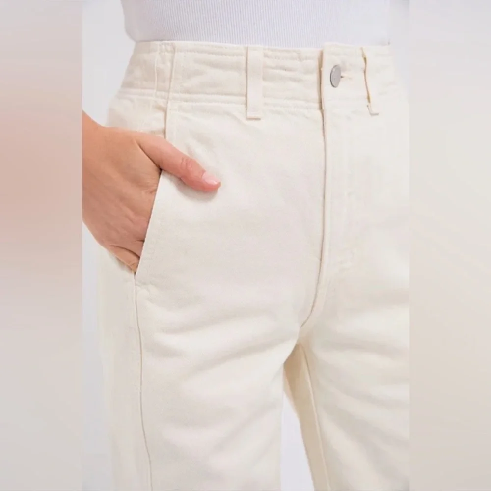 APIECE APART Meridian Straight Leg Relaxed Jean Size 30‎ Ecru Cream High Waist
